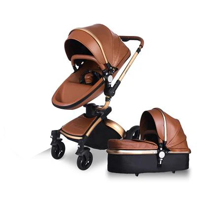 Babyfond Poussette 2 в 1 Детские коляски брендовые коляски розового цвета из искусственной кожи Удобные Детские коляски высокого качества newbornPram - Цвет: G-brown stroller