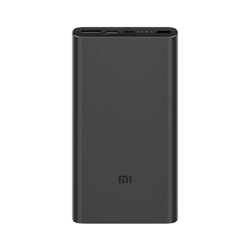 Внешний аккумулятор Xiaomi 3, 10000 мА/ч, USB-C, 2 способа, 18 Вт, QC3.0, быстрая зарядка, внешний аккумулятор для samsung, iphone, huawei, два USB выхода - Цвет: Черный