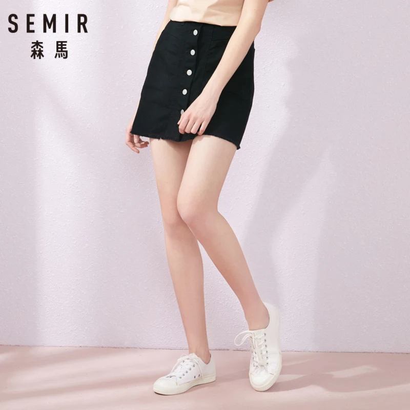 Юбка SEMIR Женская тонкая модная однобортная хлопковая трапециевидная лето