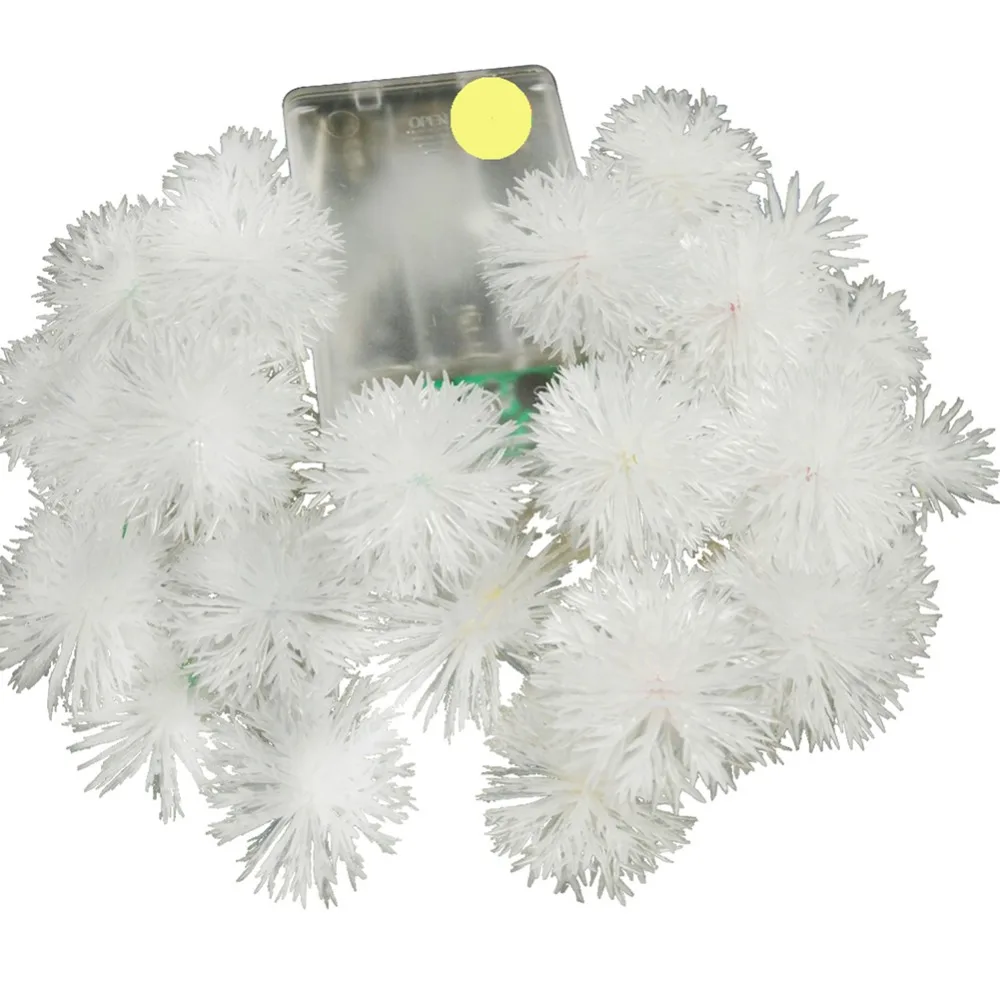 4M Holiday Battery Snowball LED Strings Fairy Lights Pompon Wedding Party Decoration 40LED String Light Strings Flakes Snow Ball (8)