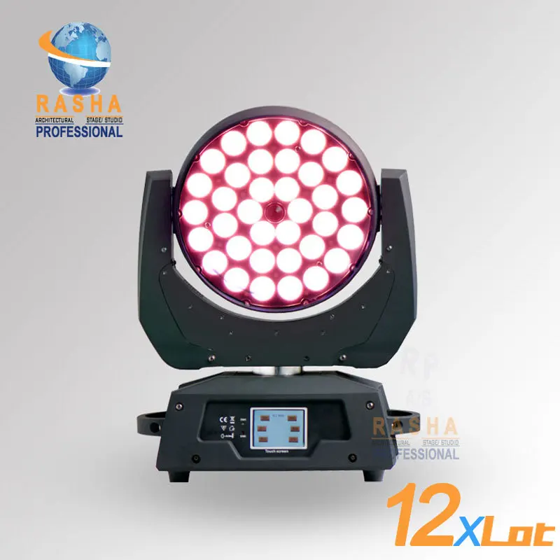 

12pcs/LOT Hot Sale 36*15W 5in1 RGBAW Zoom LED Moving Head Wash With Touch Screen LCD Display,Powercon DMX In&OUT,Stage Light