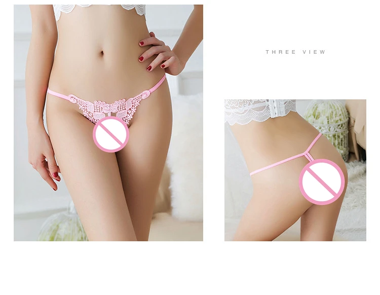 Women Crotchless Panties Low Waist Embroidery Thong With Beads Female Sexy Erotic Panties G Strings Women Briefs Open Crotch 29 (20)