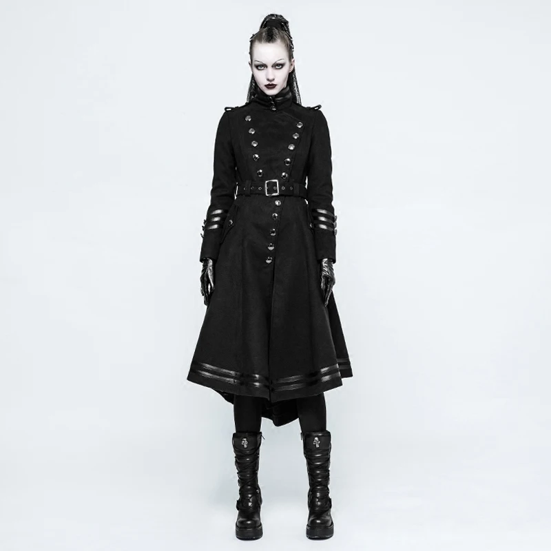 PUNK RAVE Steampunk Military Uniform Worsted Women Long