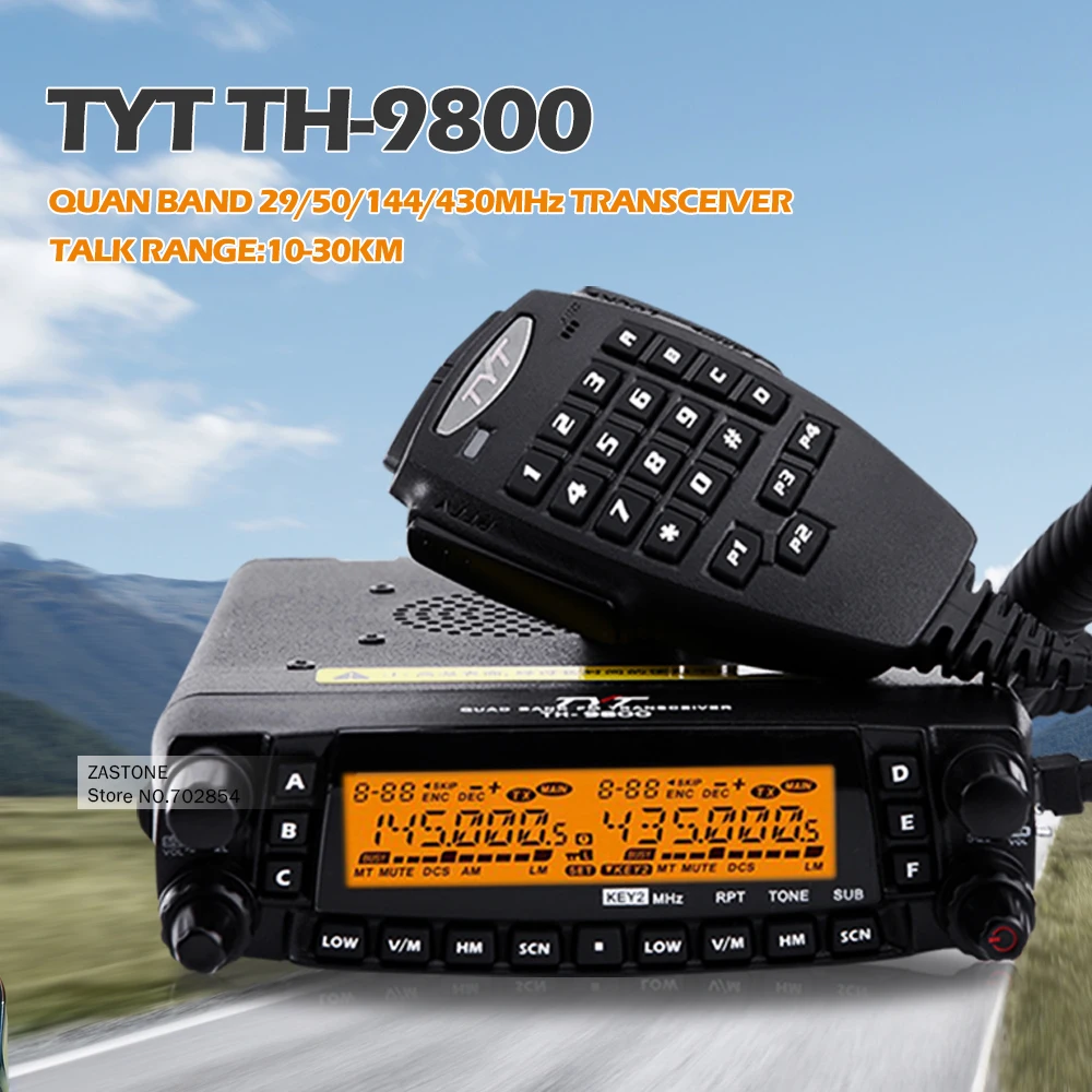  TYT TH9800 Mobile Transceiver Automotive Radio Station Quad Band 29/50/144/430MHz 26-950MHz VV VU UU Dual Receiver car station  