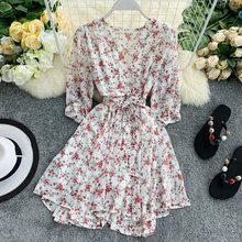 2019 новые модные женские платья шифоновое цветочное искусство
