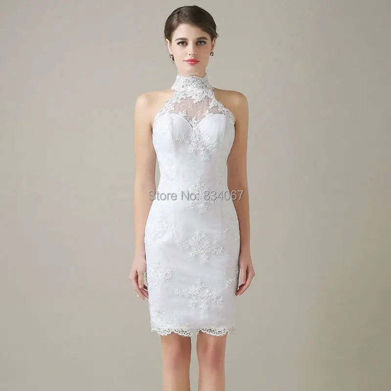 Real Photos White Lace Short Wedding Dress 2017 Sheath Mini Bridal Real Photos White Lace Short Wedding Dress 2017 Sheath Mini Bridal Gowns Vestidos De Noiva Casamento For Party In Dresses From