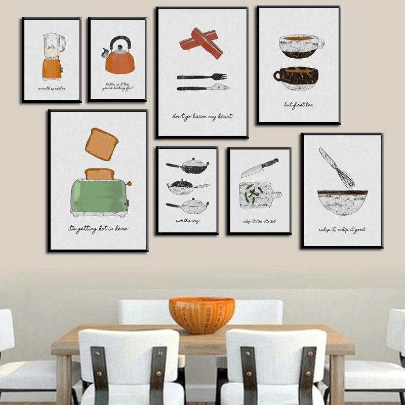 

Modern Posters and Prints on Canvas Wall Art Canvas Painting Cooking Supplies Pictures for Kitchen Room Wall Nordic Decoration