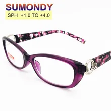 Sumondy элегантные покрытая цельной полиуретановой кожей, очки для чтения, Для женщин моды с защитой от радиации Асферические жесткие линзы очки при дальнозоркости R106