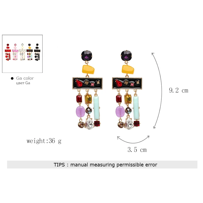 Богемные очаровательные разноцветные висячие серьги Свадебные Длинные хрустальные Висячие серьги для женщин