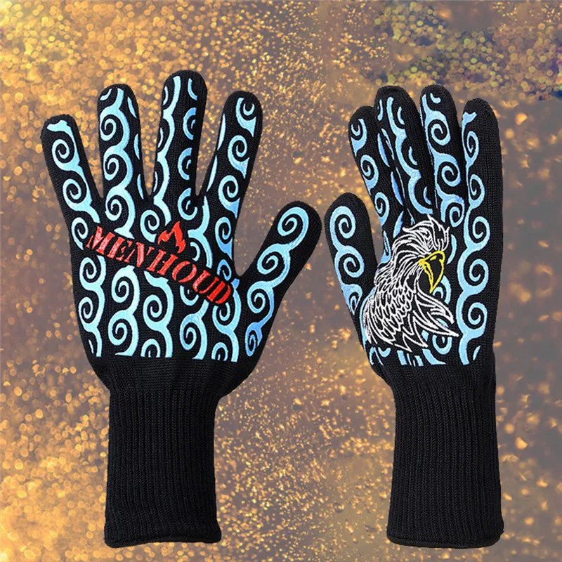 1 шт. высокотемпературные противопожарные перчатки для барбекю, противообжигающие огнеупорные перчатки для микроволновой печи, перчатки для барбекю