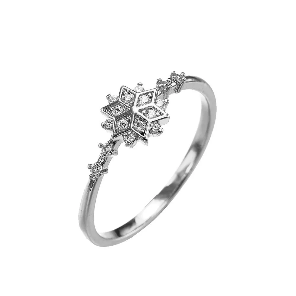 

2019 New Fashion Women Moonstone Ring Jewelry Silver Snowflake Engagement Gift Set With Ring Anello femminile #N
