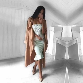 

New Style Elegant Strapless Lace Bandage Dress 2018 Summer Green Fashion Sleeveles Midi Celebrity Evening Party Dresses Vestidos