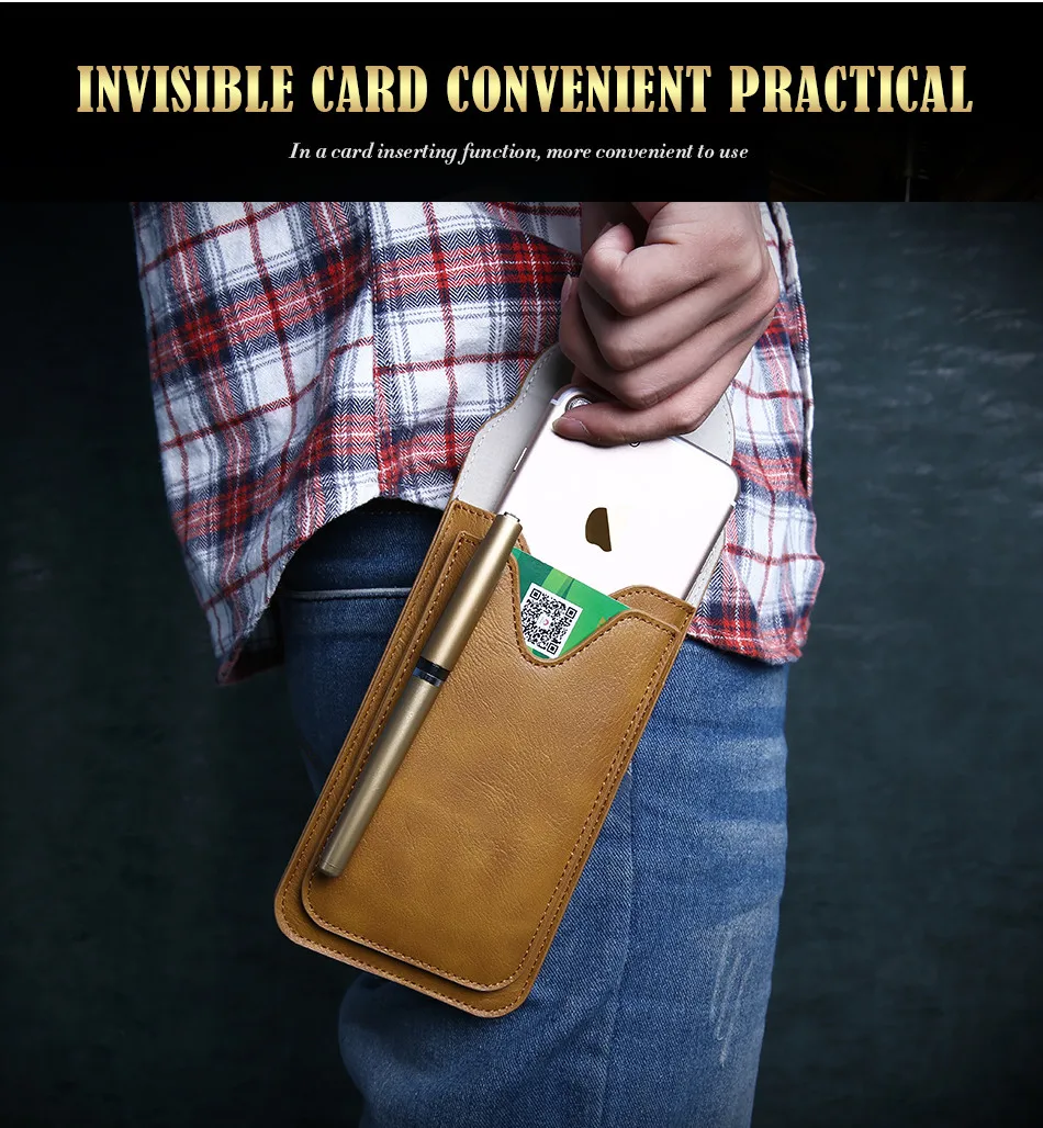 5.5 inch Universal Phone Bag Case For iPhone Samsung Galaxy Xiaomi Huawei Dual Layer Belt Wallet Pouch Card Holder Leather Cover (7)