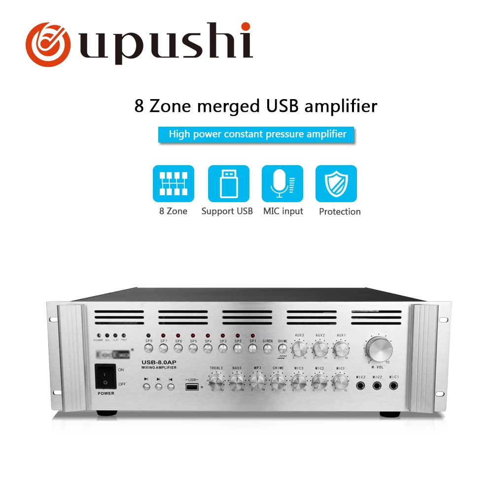 Big Power Amplifier 1500W For PA System 8 Zones