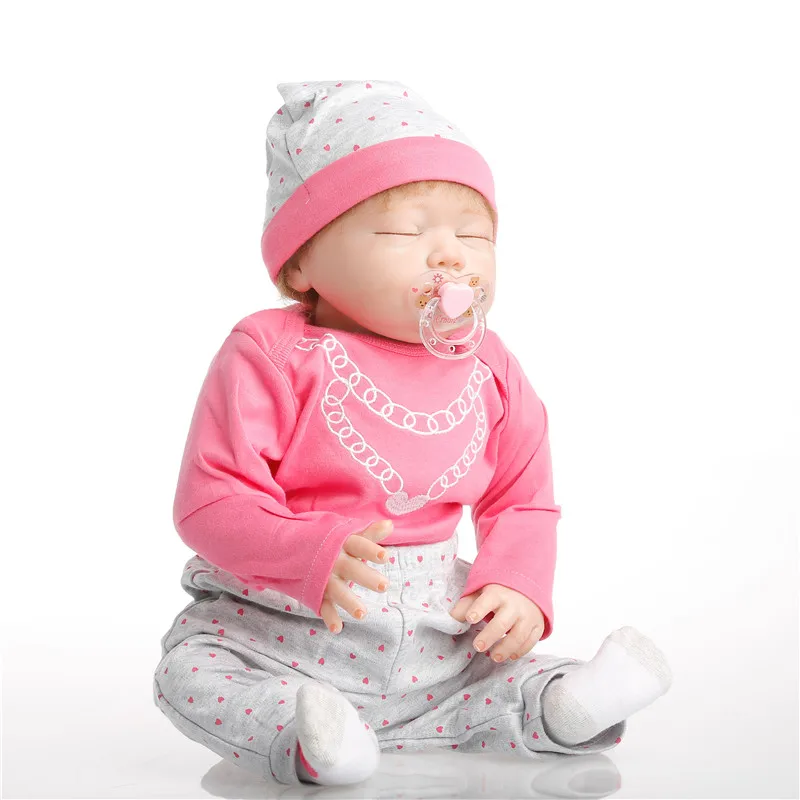 SanyDoll 22-дюйма 55 см силиконовые куклы для новорожденных, реалистичные куклы для новорожденных, игрушки, милый спящий малыш, подарок на праздник для девочек