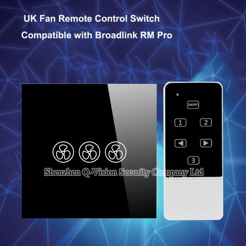 UKSmart Беспроводной Пульт Дистанционного Управления Настенный Выключатель Вентилятора 3 Режима Скорости Совместимый с Broadlink RM2 Rm Pro110-240V Гарантия 1 Год