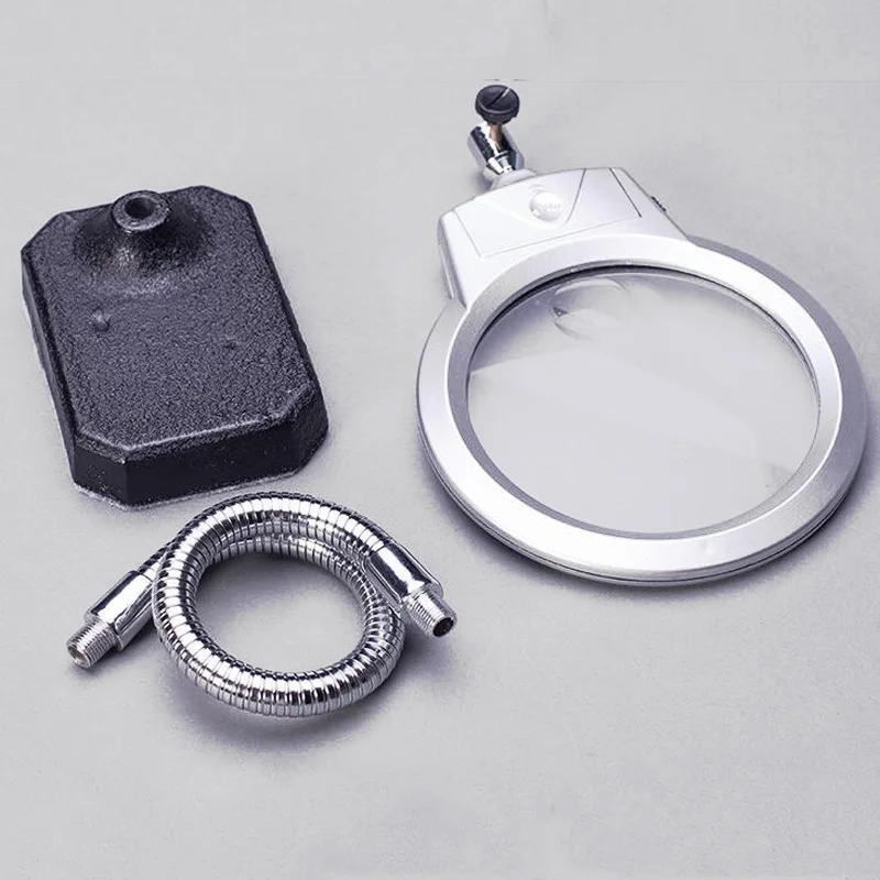 Ceny FGHGF 2.5x5x100mm stół z klipsem duża szkło powiększające lampy podświetlenia LED lupa LED światła do czytania lupa lupa