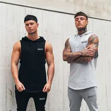 

Fashion New Men Sleeveless Hoodie Fitness Tank Tops Bodybuilding Workout Singlets Tops