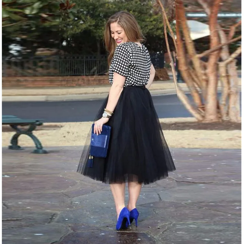 Повседневная черная гладкая Тюлевая юбка простая длина ноги миди юбка современная мода юбки женские высокого качества на заказ - Цвет: picture color