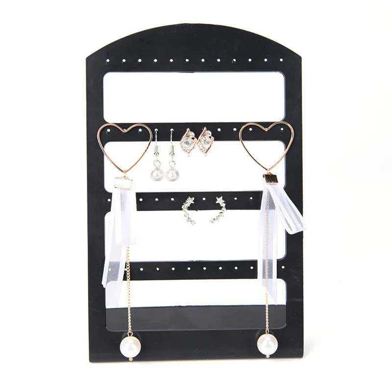 48 Holes Fashion Jewelry Organizer Stand Black Plastic Earring Holder Pesentoir Earrings Display