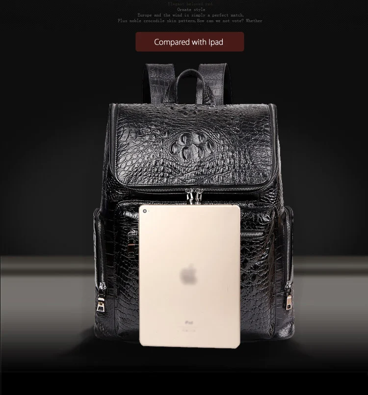 McParko, роскошный мужской рюкзак из натуральной кожи, коровья кожа, рюкзак для ноутбука, крокодиловый узор, дизайн, элегантный стиль, рюкзак для мужчин
