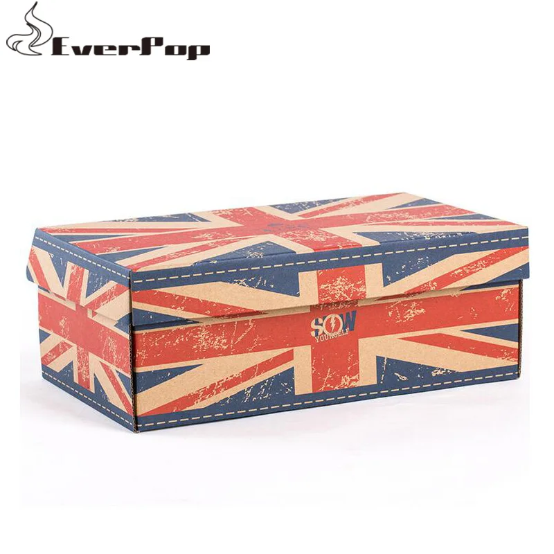 

300pcs Shoe Box Custom printed logo foldable corrugated paper box for packaging shoe can be folding to flat shipping storage