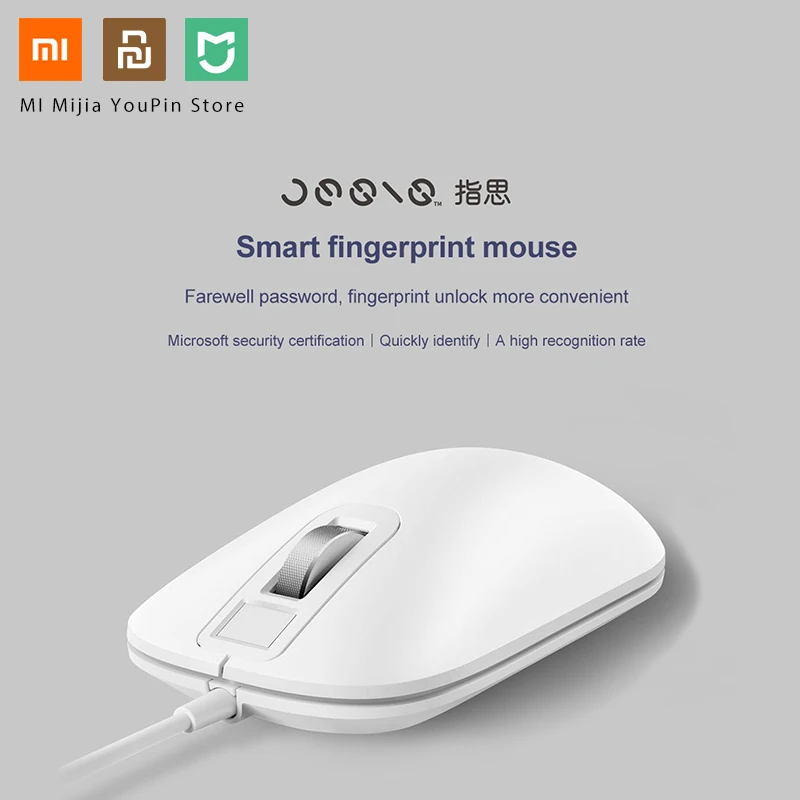 Оригинальная Xiaomi Jessis безопасная мышь с детектором отпечатка пальца 125 Гц 8G Портативная умная мышь для компьютера с паролем быстрого распознавания