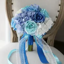 SexeMara Свадебный букет ручной работы искусственный синий цветок розы Буке casamento Свадебный букет для свадьбы