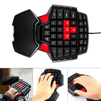 

USB Wired Gaming Keyboard Double Space Key One Hand Operate for Laptop PC