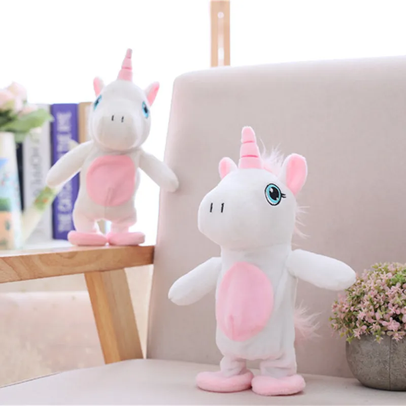 1pc 18cm Walking&Talking Unicorn Plush Toy Sound Record Plush Unicorn Stuffed Toys for Kids Buy 1 Get 1 Rattle Toy Free