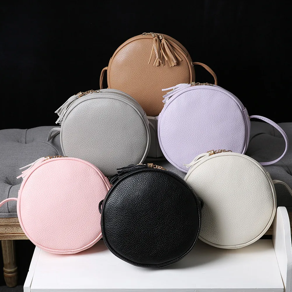 

Hot Sale Versatile Women Girl Round Leather Handbag Shoulder Messenger Bag for Daily Shopping#ZS