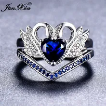 Милый красный фиолетовый синий Лебедь сердце кольцо Набор Мода 925 серебряная волна обручальное кольцо обещания обручальные кольца для женщин