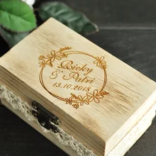 Коробка для двух колец деревенский персонализированные обручальное кольцо коробка ювелирных изделий держатель для обручального кольца индивидуальные имена коробка для кольца