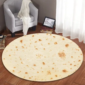 

150cm Comfort Food Creations Burrito Wrap Blanket Round Bathroom Carpet Mexican Flannel Kitchen And Anti-slip Mat Floor Rug