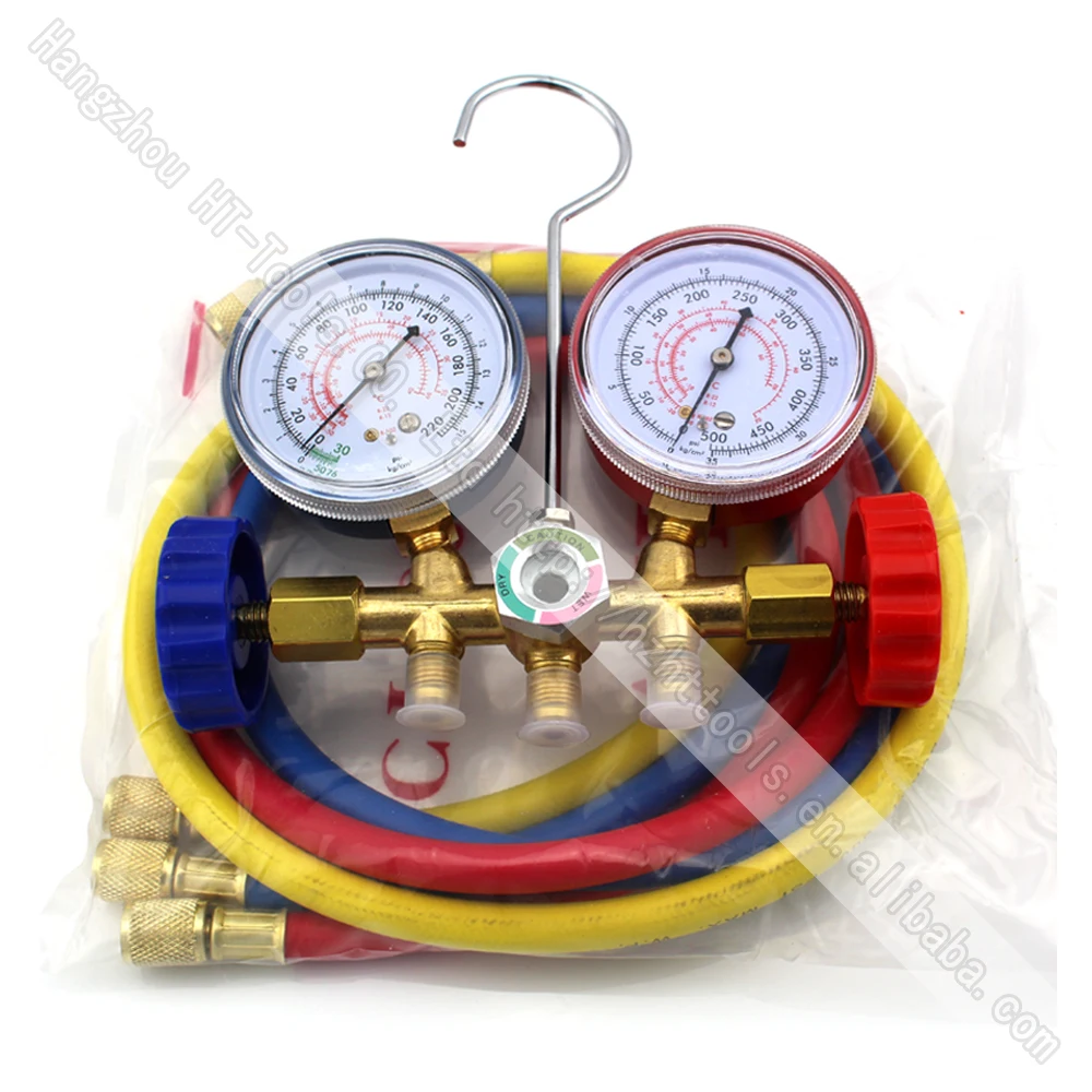 1Pcs R134A R12 R22 R502 Refrigerants Manifold Gauges Tools Set Double Table Valve Three Colored-hoses Air Conditionin Car-Stying 1Pcs R134A R12 R22 R502 Refrigerants Manifold Gauges Tools Set Double Table Valve Three Colored-hoses Air Conditionin Car-Stying