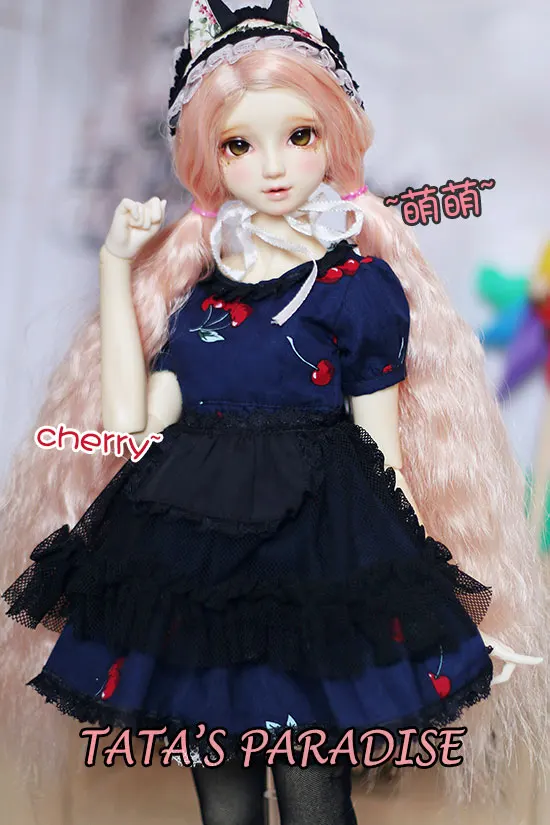 Cherry dress apron underpants socks for BJD SD Doll Clothes Accessories