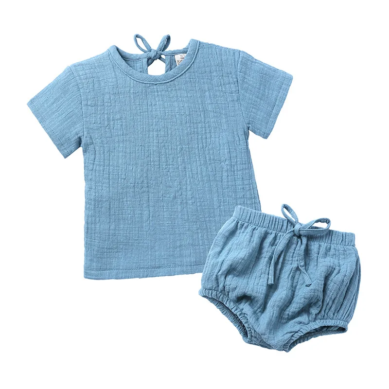 

Hot Sale High Quality Summer Infant Baby Boys Girls Clothing Set Shirt+Shorts 2pcs Cotton Linen Babywear Kids Children Suit