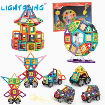 

Lightaling Big Size 102/149PCS Magnetic Blocks Designer 3D DIY Construction Creative Enlighten Building Children Birthday Gift