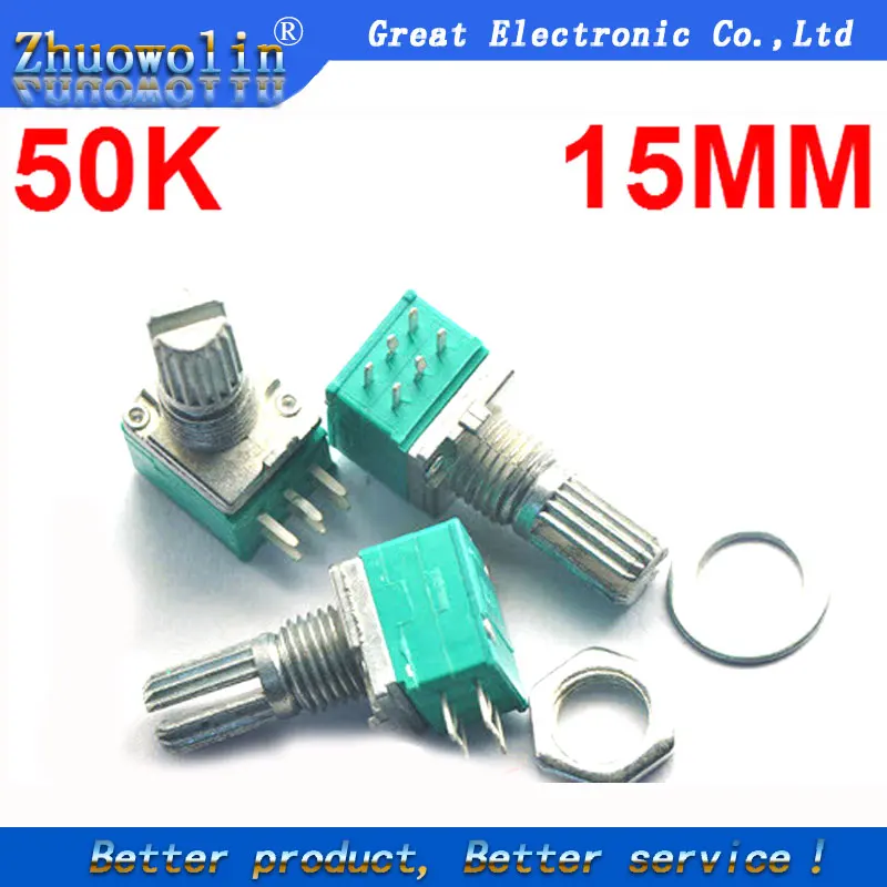 2PCS B50K Double 6 Pin 15mm Rotary Encoder Audio Digital Potentiometer