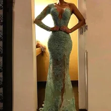 Мятно-зеленое, с длинным рукавом платья для выпускного вечера в африканском стиле черного цвета в виде русалки для девочек, нарядные праздничные Выпускной официальная одежда Вечеринка платья