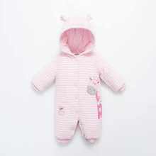4 Цветов Новый 2016 Baby Rompers Зима Толстая Восхождение Одежды Новорожденного Мальчики Девочки Теплый Ползунки Сгущает Капюшоном Полосатый Пиджаки WX244