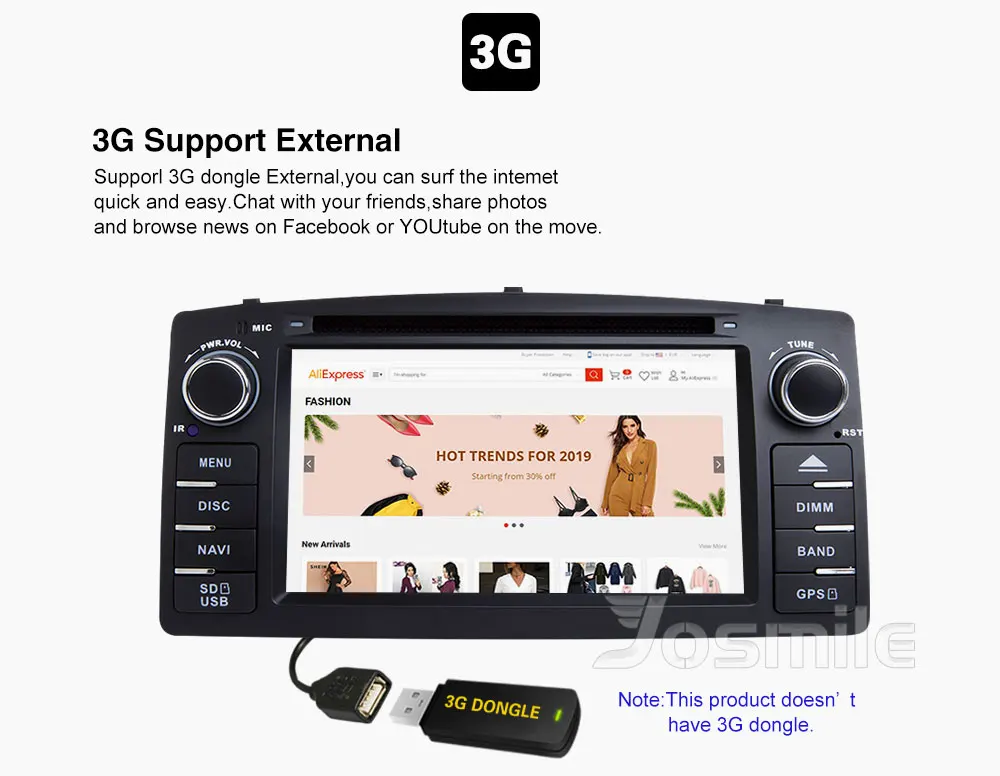 Excellent Josmile 2 Din Car DVD Player For Toyota Corolla E120 BYD F3 2000 2005 2006 Radio Multimedia Head Unit Stereo GPSNavigation Audio 8