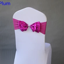 Сливы цвет Атлас бант на стул Подвязка из спандекса для стула галстук бабочка лайкра подходят для всех стульев свадебный банкет отель украшение Вечерние