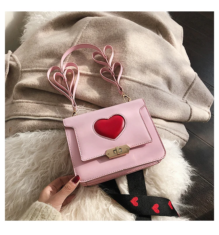 Милая девушка сумка модная новинка высокое качество из искусственной кожи женская дизайнерская роскошная сумка Сердце сумки-мессенджеры через плечо с замком