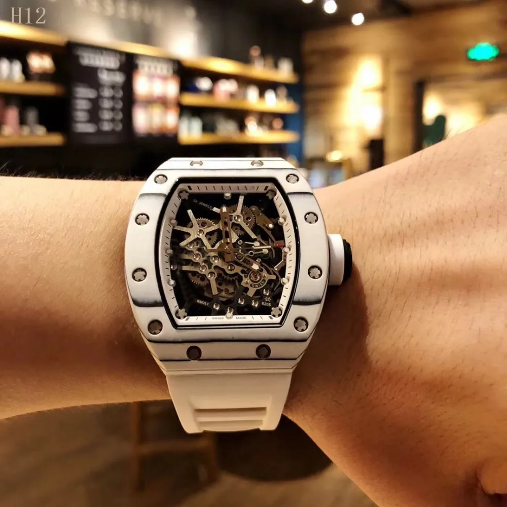 

Men's Big Dial Luxury Top Brand Automatic Wristwatches Creative Business Ceramic Case Sports Watches Men Relogio Masculino
