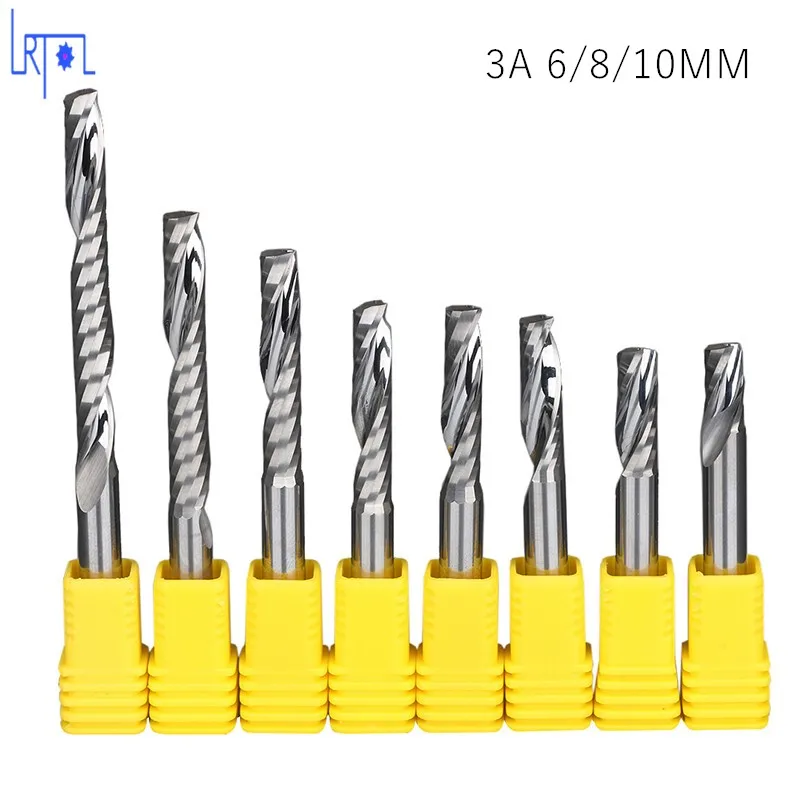 5pcs 6mm 3A material Acrylic or density wood cutting Carbide CNC 1 Flute Spiral Bit End Mill Cutter photo
