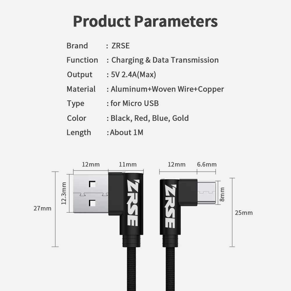 ZRSE Micro Usb Cable For Samsung S7 Huawei Xiaomi Redmi 2M 3M Fast Charging Data Sync USB Cable 90 Degree Elbow Charger Cord ZRSE Micro Usb Cable For Samsung S7 Huawei Xiaomi Redmi 2M 3M Fast Charging Data Sync USB Cable 90 Degree Elbow Charger Cord
