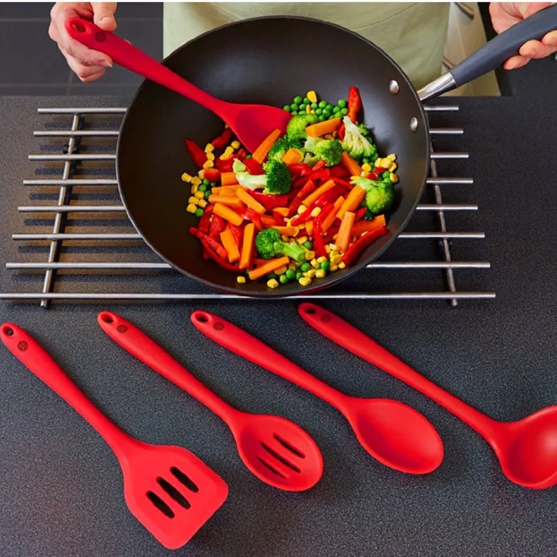 Premium Silicone Kitchen Cooking Utensil Set (5 Piece) in Hygienic Solid Coating Premium Silicone Kitchen Cooking Utensil Set (5 Piece) in Hygienic Solid Coating