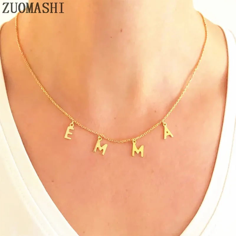 Dangled Name Necklace Personalized Initial Necklace Dangle Name Choker Custom Name Necklace Name Jewelry For Women - Image 2