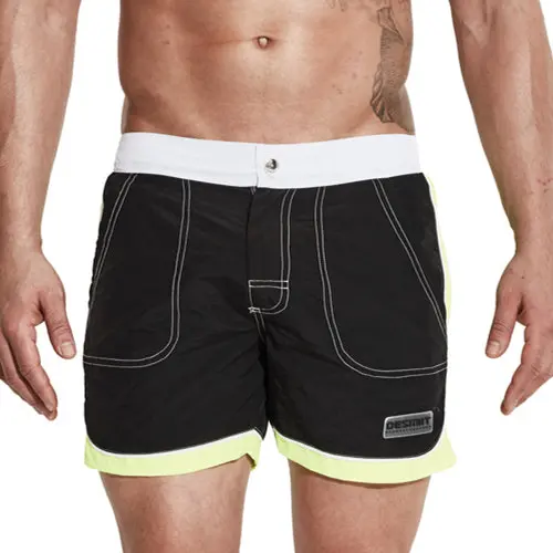 Размера плюс мужские купальные шорты светильник тонкие быстросохнущие шорты для плавания шорты для мужчин шорты для плавания Шорты для пляжа купальный костюм Desmiit - Цвет: Черный